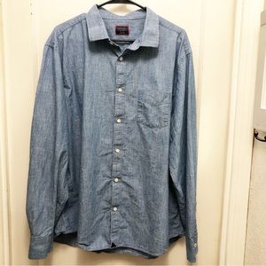 UNTUCKit XX-Large Tall Button Down Long Sleeve Shirt Chambray Color Light Blue